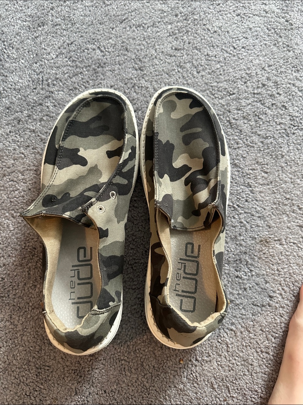 Hey Dude Canvas Slip-Ons in Green Camo Pattern